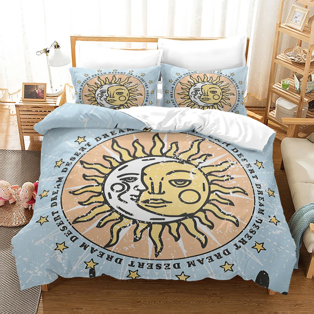 Housse de Couette Noir Attrape-Rêves Lunaire,3 Pièces Parure de Lit