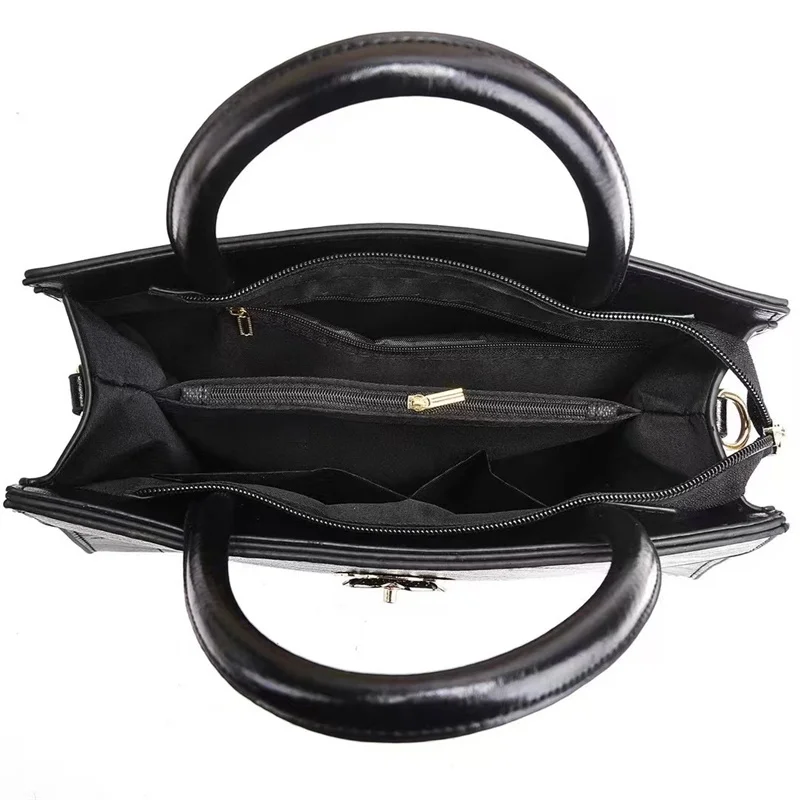 2025 Designer Women's 3-Piece PU Leather Handbags Wallet Set Shoulder Bags Nylon Zipper aperçu 5