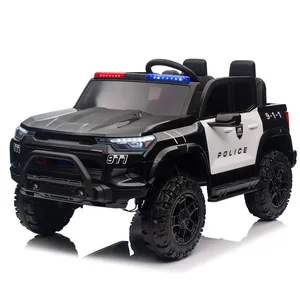 12V Off-Road Electric Children's Police Car Ride-On Toy Battery Powered with Carry Handle Plastic Material for Kids' Pickup