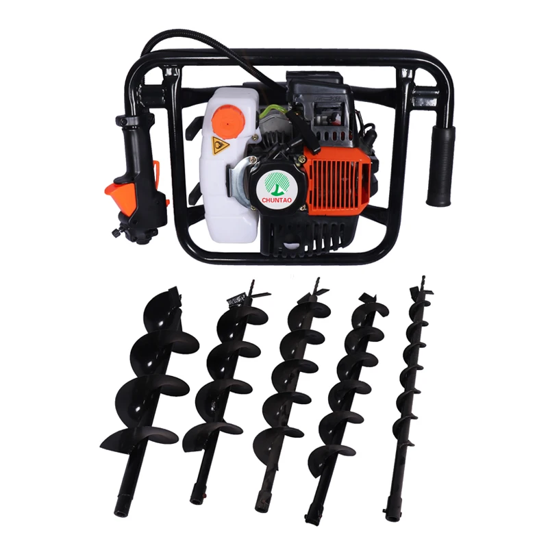 Gasoline Powered Earth Auger 52cc Handheld Earth Auger Head