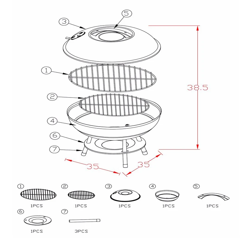 2022 New Style Out Door 14 Inch Custom Stainless Zin Porcelain Mini Round Kettle Grill Bbq
