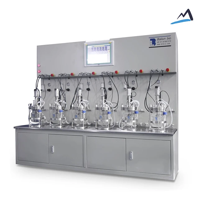 Laboratory Quadruple Parallel Magnetic Stirring Borosilicate Glass Bioreactor BLBIO-XGC-4-H Fermentation Device tank