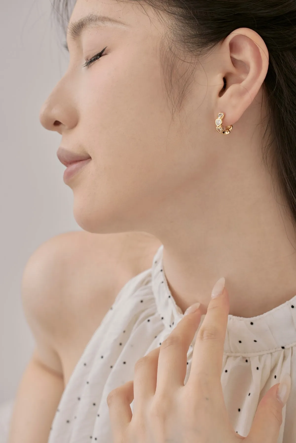 KAKODIY 18K Gold Plated Sterling Silver 925 Earrings Mini Heart Zircon Cubic Zircon Embrace Earrings Accessories Women detail 4