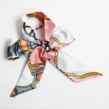 Fashion Pink Factory Lady Women Hair Hijab 90*4cm Small Bag Polyester Hair Scarf Gift Thin Soft Hand Scarves