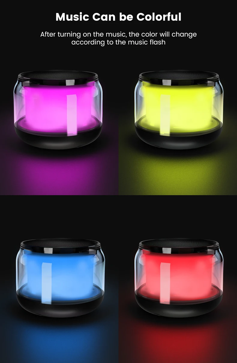 Portable Bluetooth Speaker with LED Lights - Mini Bt Speaker