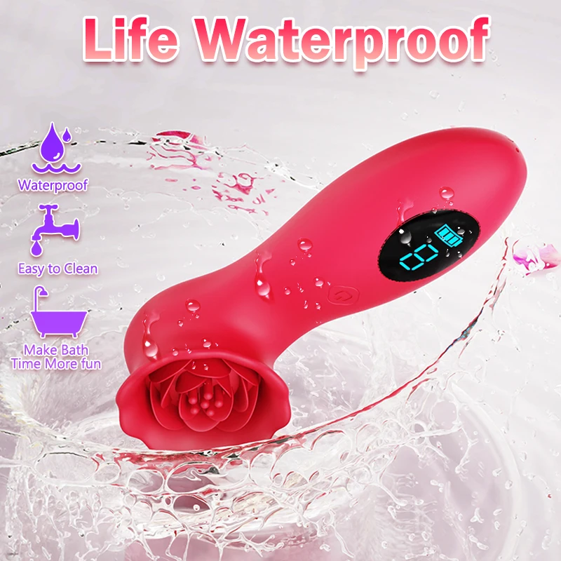 Lcd Display 9 Vibration Modes Rose Flower G-Spot Vibrator Female Clitoral Nipple Stimulator Tapping Rose Clit Vibrator for Women