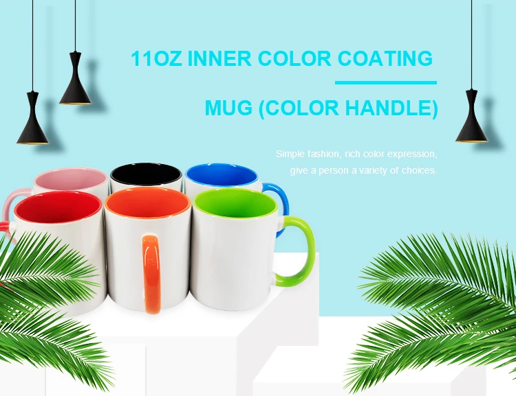 2022 Best Selling Sublimation Color Mug Handle Color Sublimation Mug
