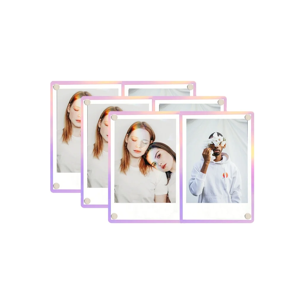 Caiul 3x5 Inches Magnetic Iridescent Acrylic Picture Frame Instax Mini Wide Film Photo Frame With Magnetic