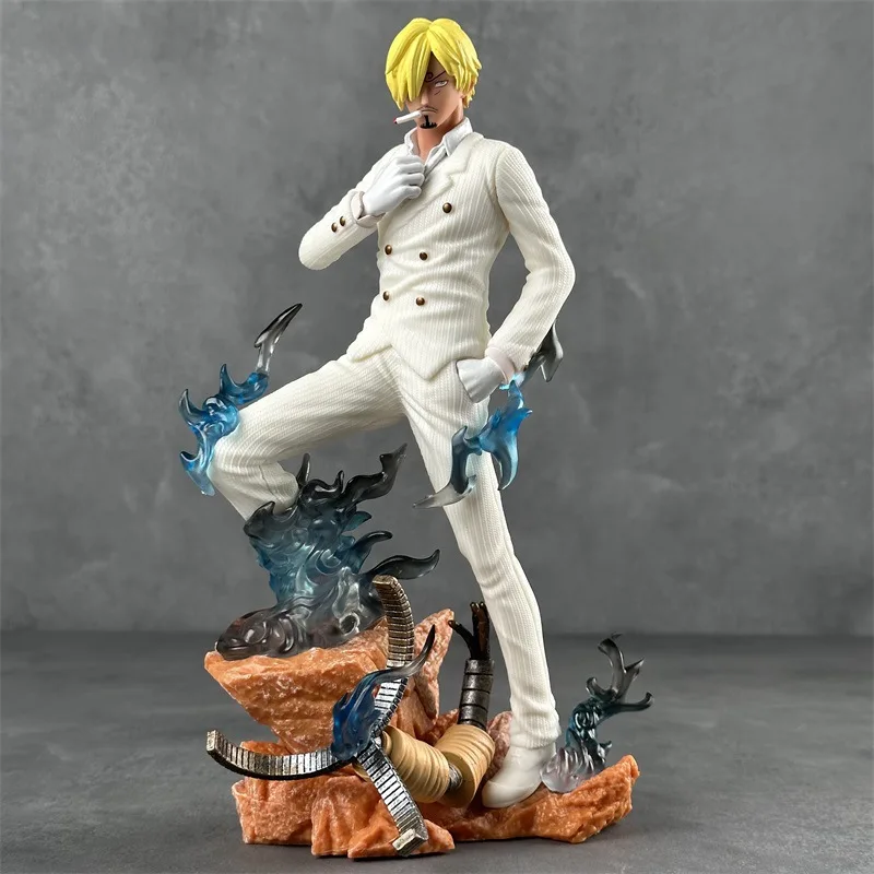 Three Color One Pieced Anime Figure Gk Lx Sanji Zoro Luffy Standing Poseture Statue Cartoon Character Sanji Figure