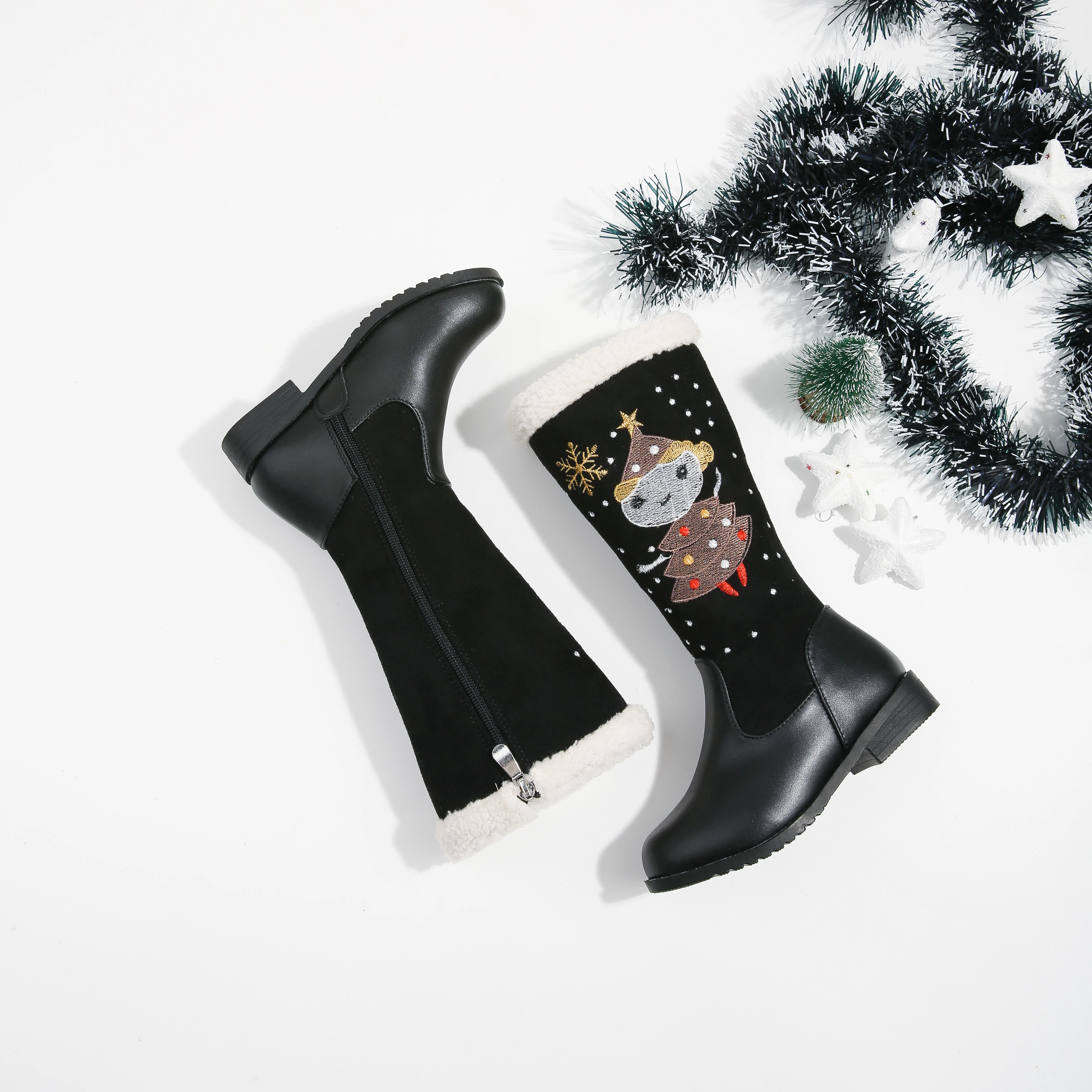 Зимние длинные хлопковые сапоги для девочек, детские бархатные теплые зимние сапоги для маленьких девочек, праздничные сапоги принцессы