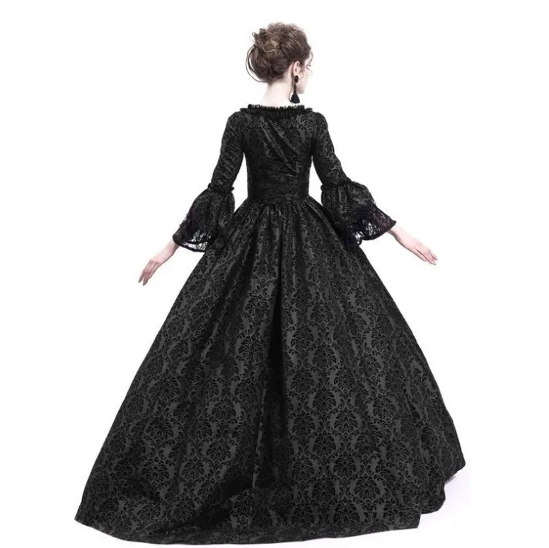 Abito Lungo Medievale Donna Vintage: Maniche Svasate, Costume Halloween O Rinascimentale, Taglie Dalla S Alla 3XL, In Poliestere, Viola (XL) - 3