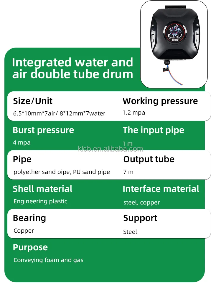 Wallmounted Auto Retractable Air Water Electric Hose Reel Combination