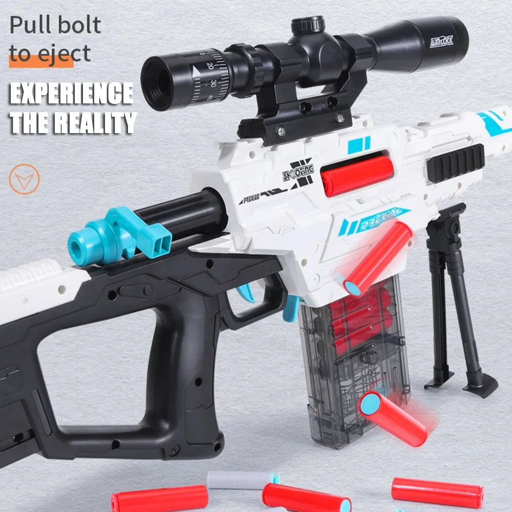2022 New Toy Gun Manually Loaded  Shooting Game AWM Shell Throwing Soft Bullet Gun