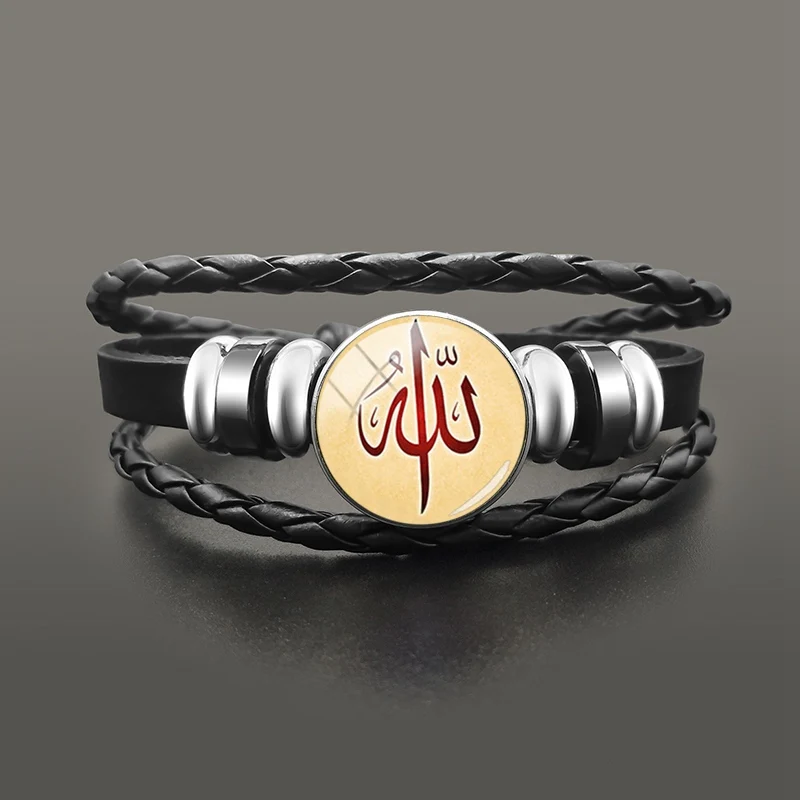 Buy HisatanMasculine Muslim Allah Bracelet for Men | Black&Blue Stainless  Steel Islamic Symbol Jewelry | Arabic God Charm Genuine Leather Bracelet  with Sturdy Clasp Online at desertcartINDIA