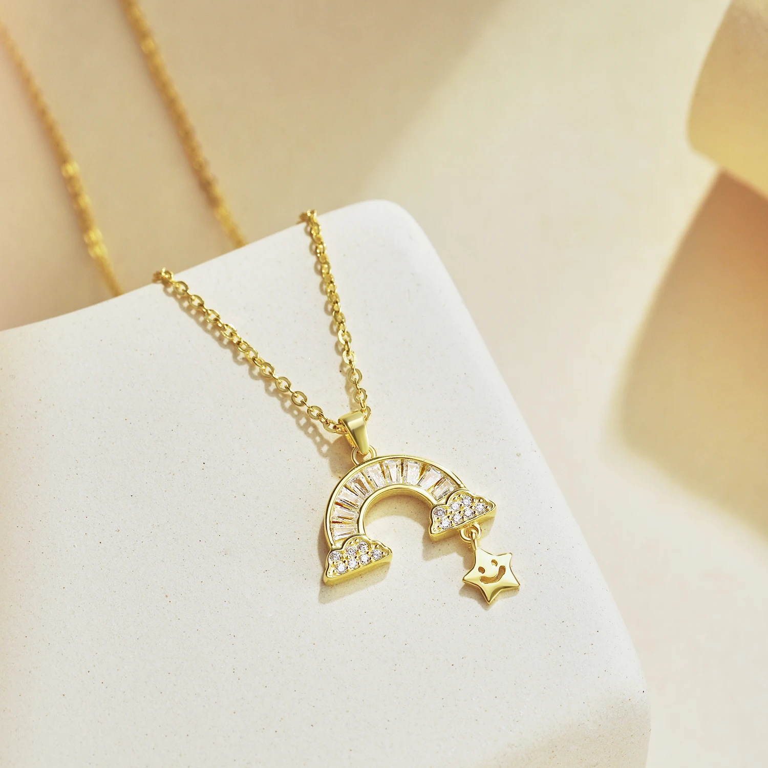 KAKODIY Exquisite star semicircular pendant sterling silver necklace women's jewelry custom engraving 18K gold plated necklace detail 3