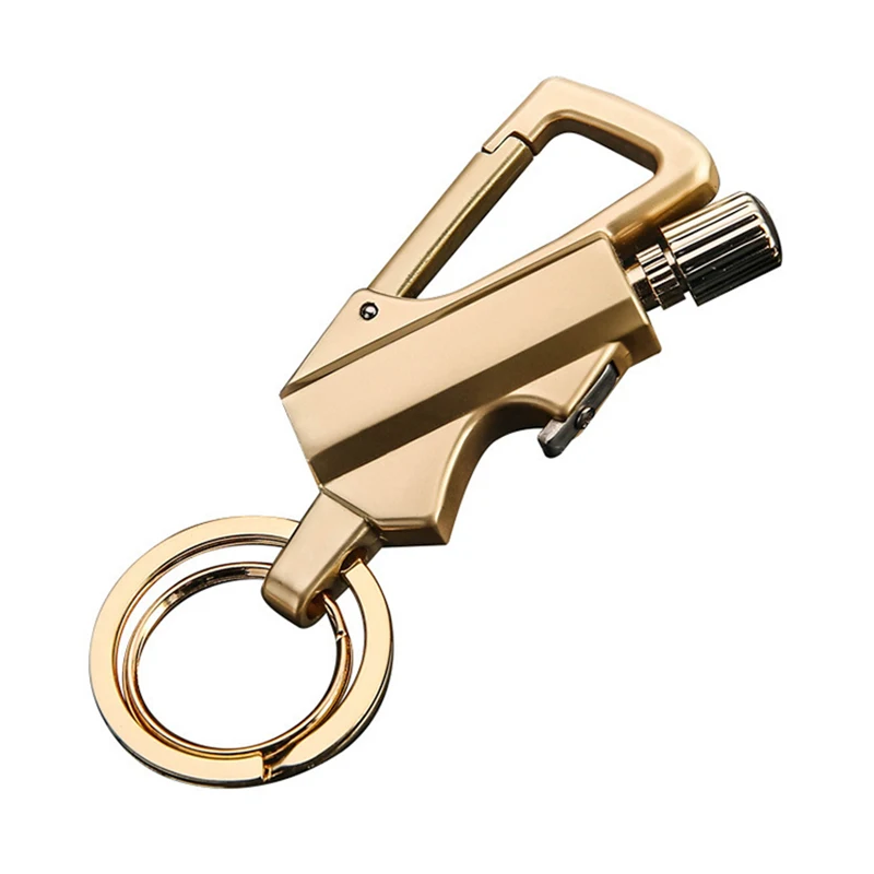 Multifunctional Metal Keychain Mini Bottle Opener Reusable Emergency Fire Starter Match Other Lighters