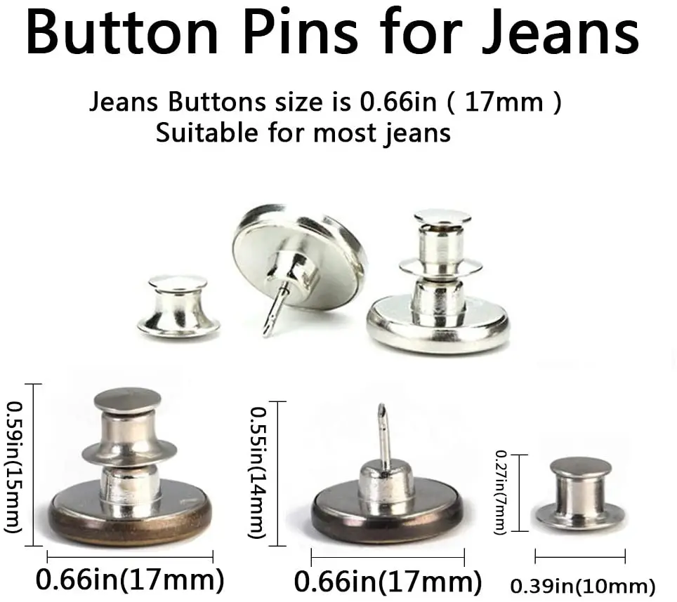 Kit De Réparation De Boutons De Jean De Remplacement 17mm Sans Couture, Kit De Réparation De