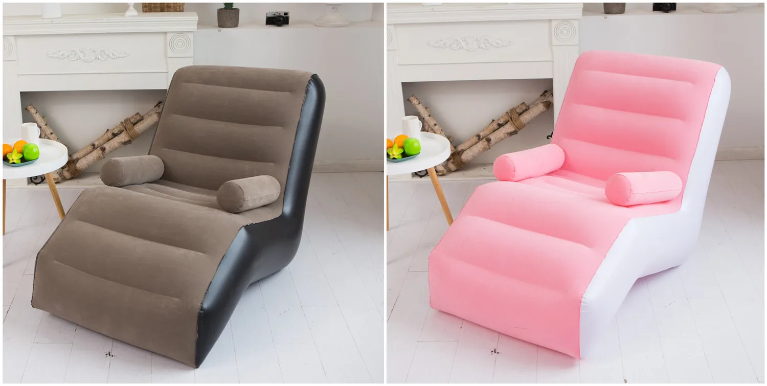 New Luxury S Shaped Flocking Lounger Blow Up Couch Inflatable Air Sofa