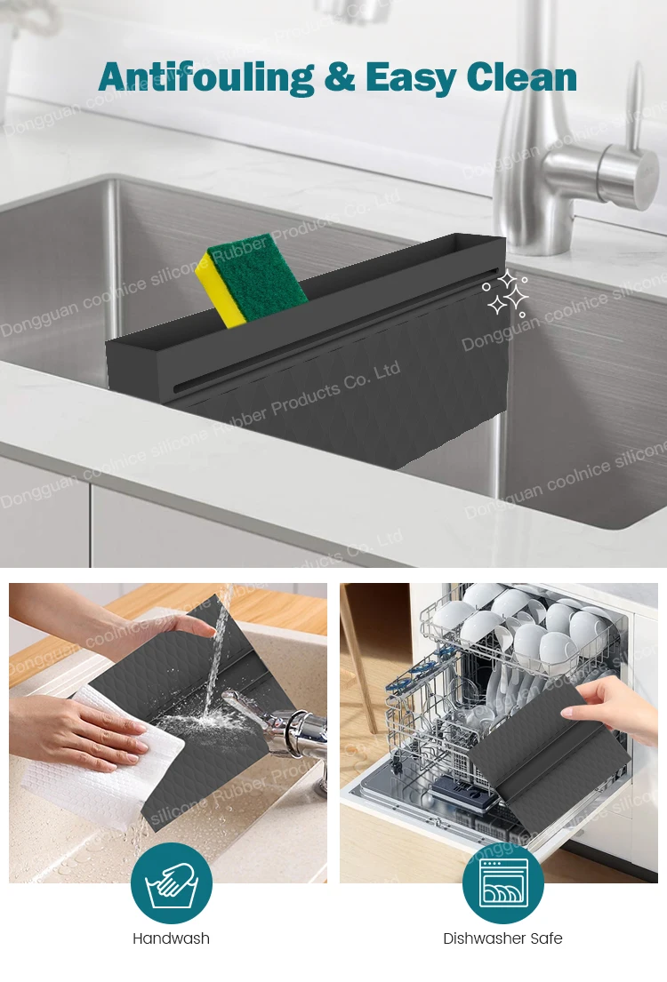 Adjustable Kitchen Sink Dish Drying Mat Soft Silicone Sink Protector