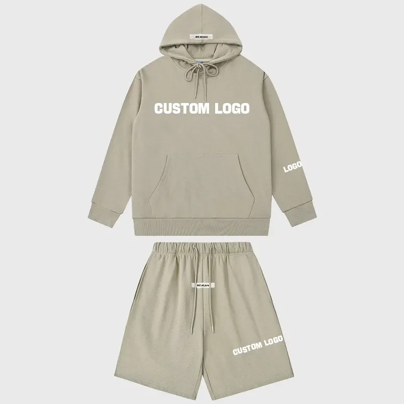 Wholesale Custom Pullover Hoodie And Shorts Set Unisex High Quality 100