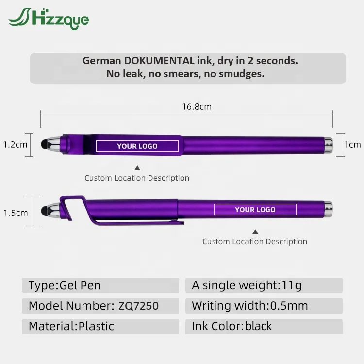 Promotional New Multi Function Ball Stylus Soft Touch Screen Pen Mobile Holder Gel Pen Ballpoint Pen 3 in 1 With Custom Logo