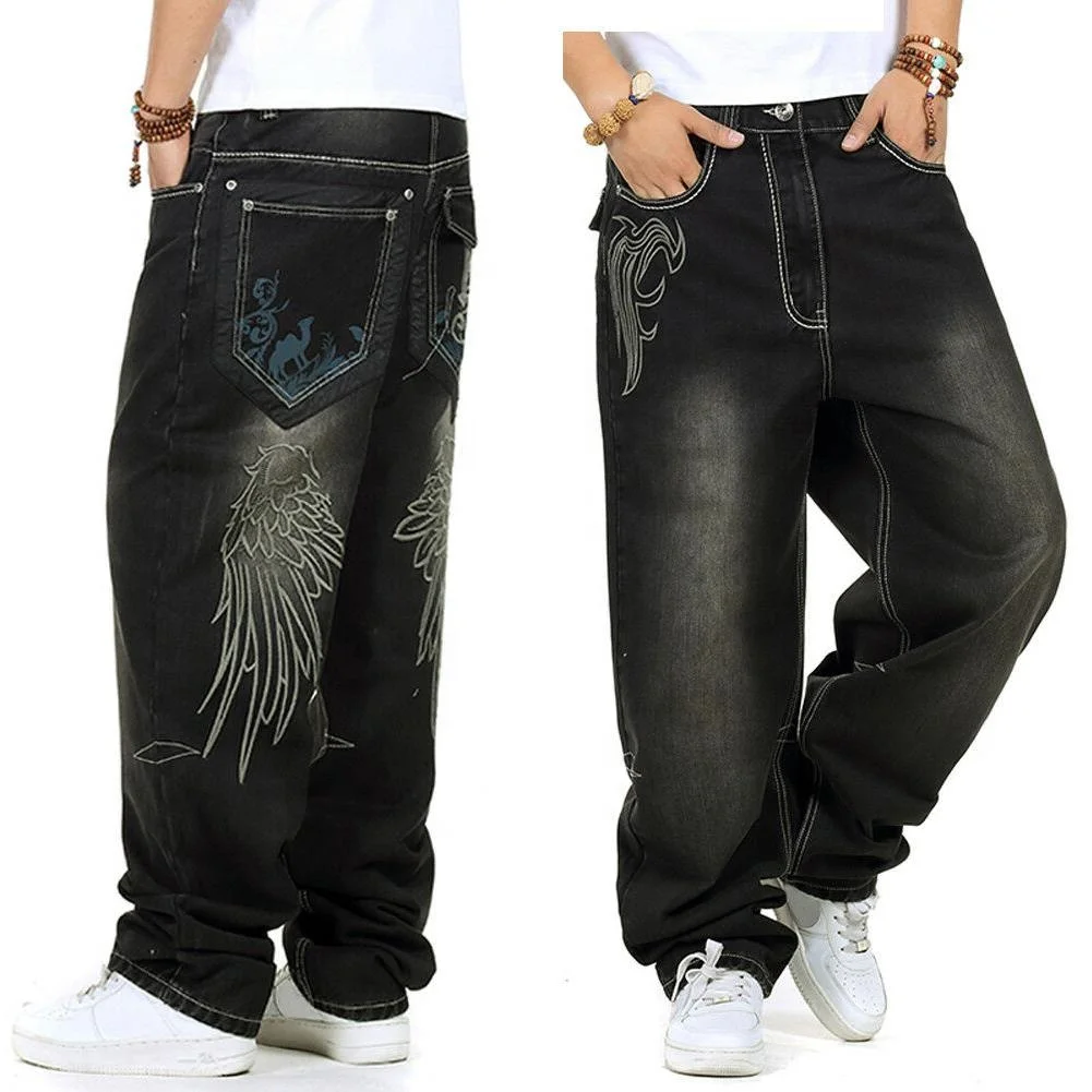 AIEOE Pantaloni Tutina Larghi Uomo – Stile Hip Hop Streetwear Vintage, Con Coullisse E Tasche, Vita Elastica – Colori A Blocchi