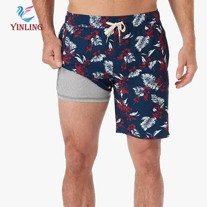Hot Sale Pattern-Printed Men's High Waist Quick Dry Summer Swimwear Custom Beach Trunks With Utility Side Pocket