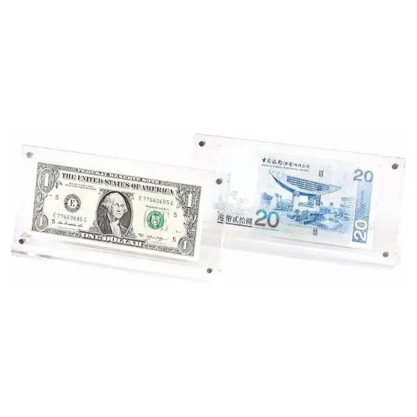 Support De Présentation En Acrylique Pour Billets De Banque Ou Photos - Cadre 25,4x10,2 Cm Avec Base Inclinable