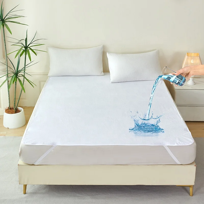 Factory Wholesale Portable 165gsm Waterproof Terry Mattress Protector Cover with Rubber Band