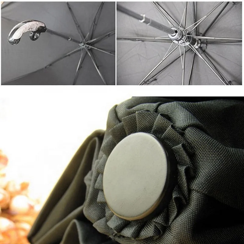 Men Automatic Open 2 Fold Gun Shape Handle Umbrella