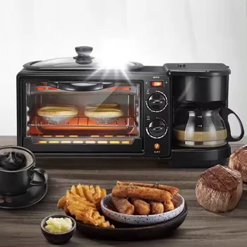 Wholesale 3 in 1 Multi-functional Breakfast Machine Toaster Oven Frying Pan Coffee Maker Breakfast Maker Station Free Breakfast