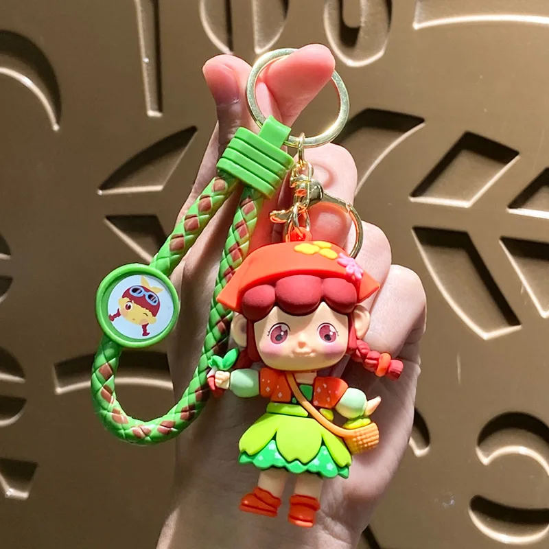 Kawaii 3D Cartoon Cute Forest Elf Girl PVC Customizable Keychain Doll Molds  Bag Charms Kids Keychain for Decoration