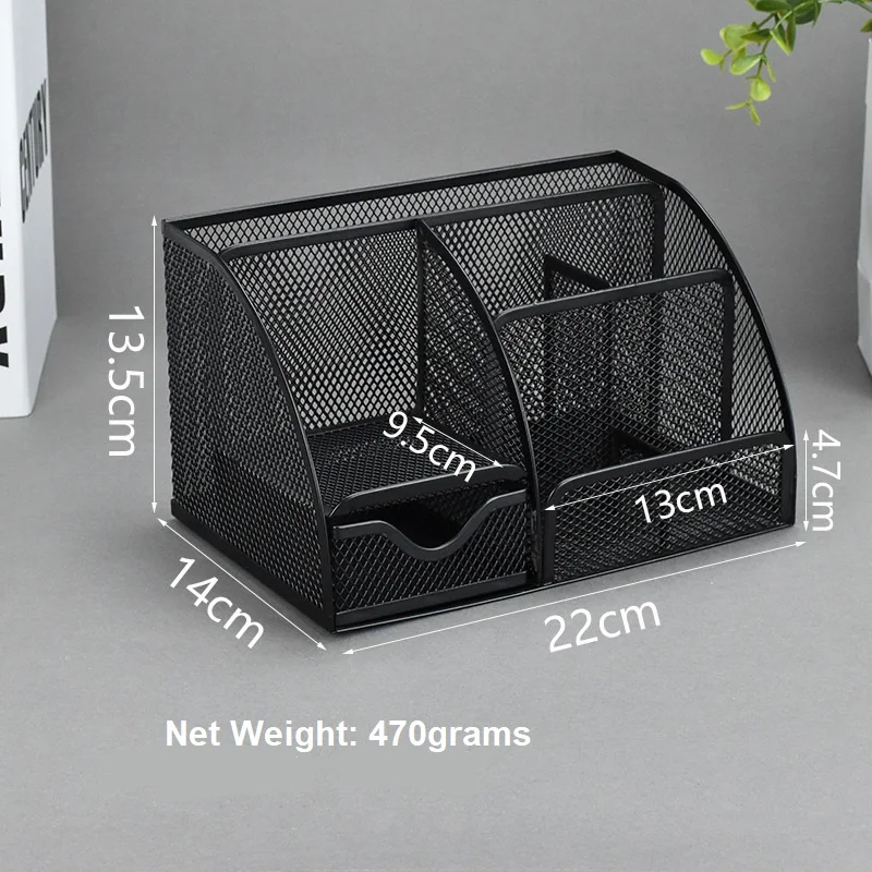 Лидер продаж многоцелевой кованый металлический сетчатый ящик для хранения канцелярских принадлежностей органайзер настольного офисного стола с 7