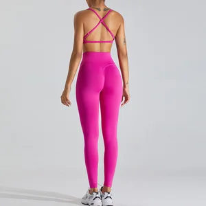 Seamless Back Yoga Suit Yoga Pants Quick Dry Bra Sacademia Roupa Feminina Workout Sets for Women