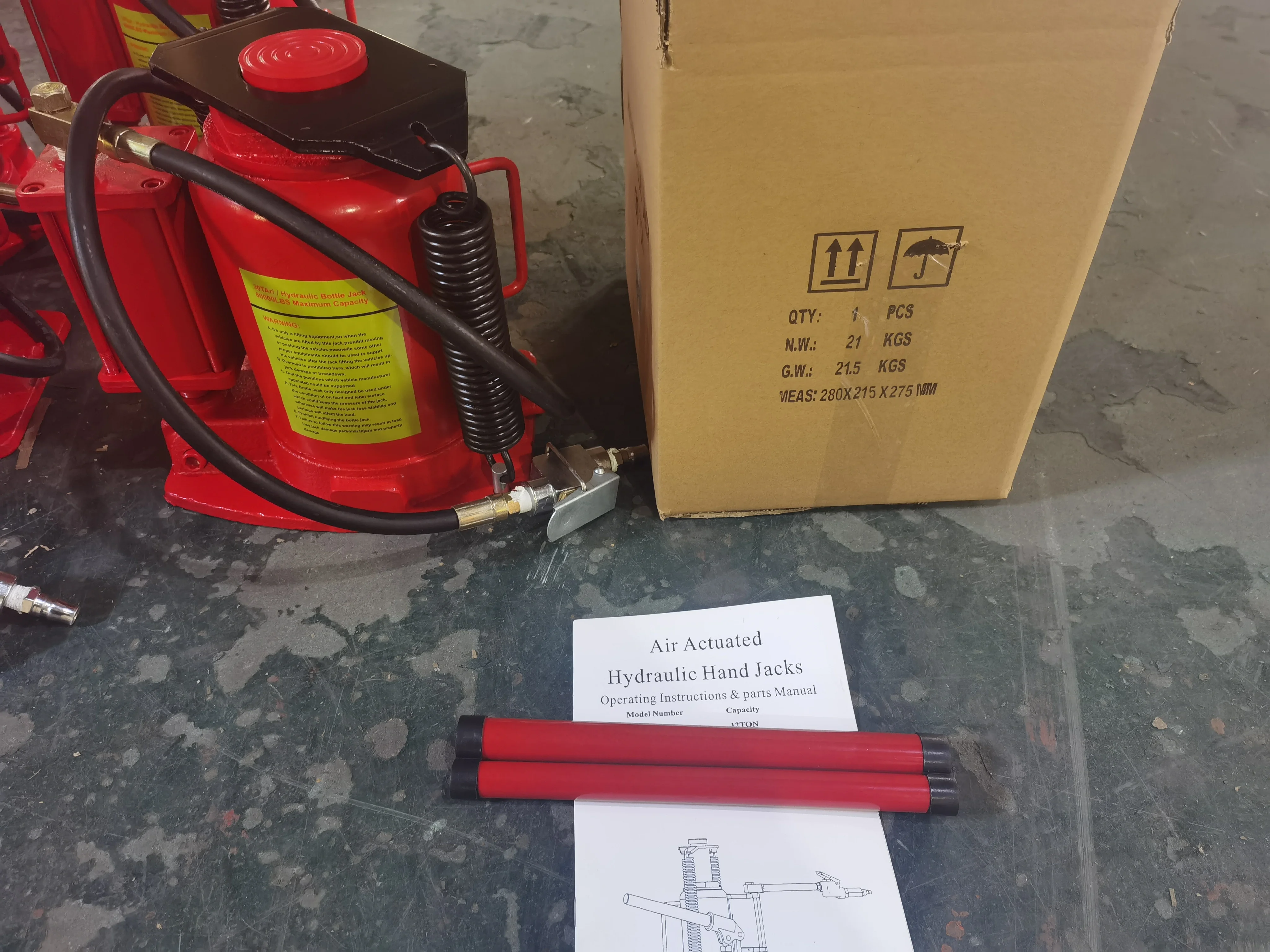 Epont New 20 T Pneumatic Air Hydraulic Jack Big Red Color For Truck Air