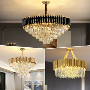 Modern Style Stock Living Room Large Italian Gold Wedding Lampen Crystal Ceiling Luxury Lustre Chandelier Crystal Pendant Lights