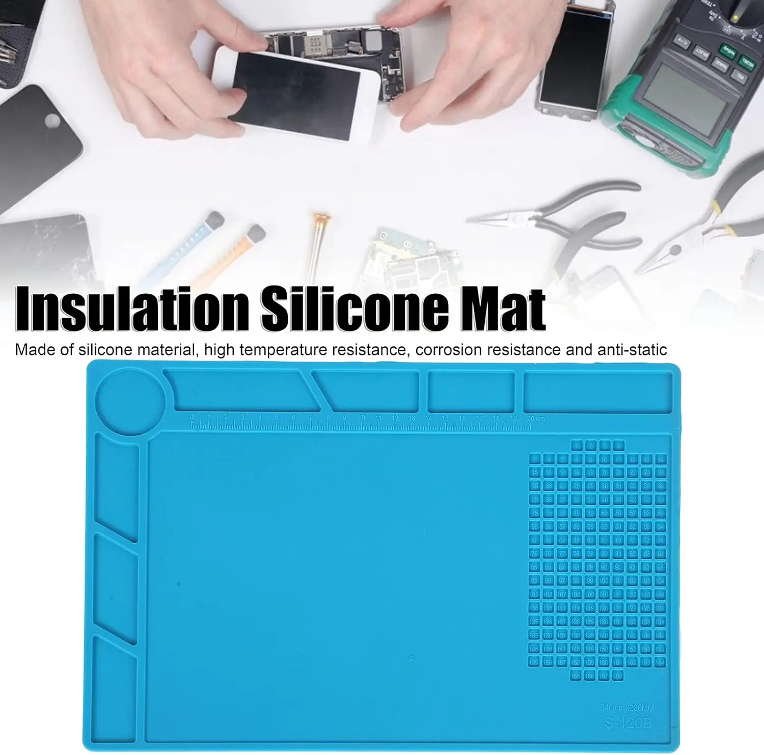 Tappetino Per Saldatura In Silicone Antistatico 500°C - Grande Base Isolante Resistente Al Calore Per Riparazioni Elettroniche