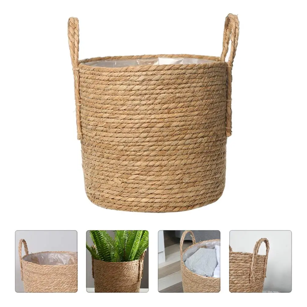 Wholesale Straw Basket Woven Seagrass Natural Rattan Handmade Storage ...