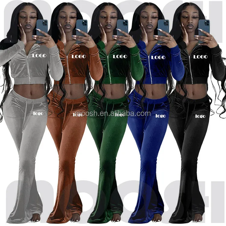 Long Sleeve Bodysuit Velvet Tracksuits 