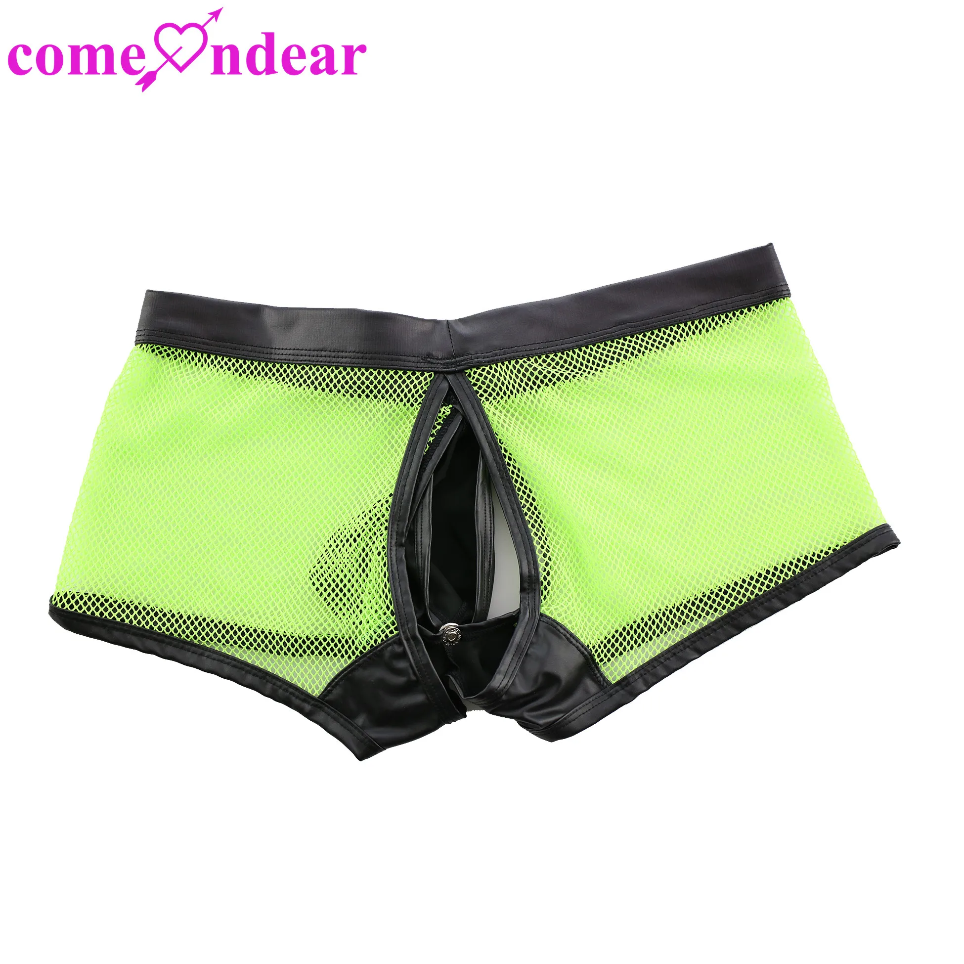Customization New Trend Erotic Low Waist Men's Underwear See Through Mesh Crotch Openable