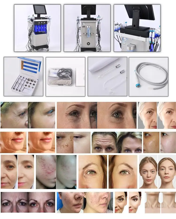 جهاز التجميل 14 في 1 للتجميل المائي للوجه بتقنية التقشير المائي والدواء لتنظيف البشرة وإزالة التجاعيد وشدها