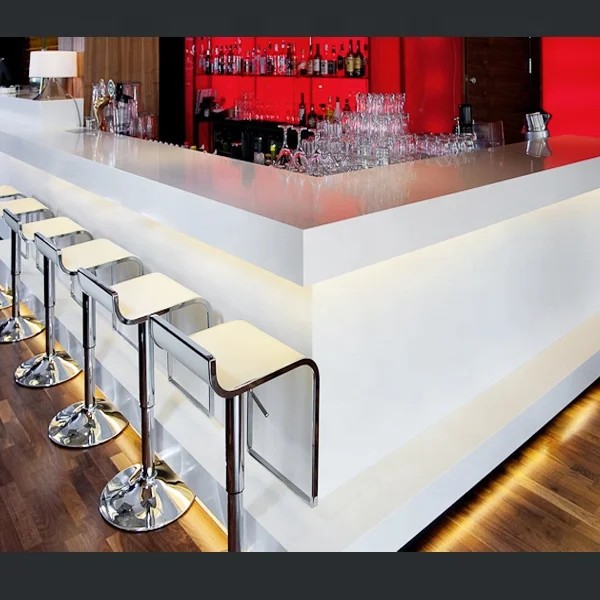 Factory Custom Marble Top Flower Pattern bar Counter Design Led Lighted Cafe Restaurant  Bar Counter