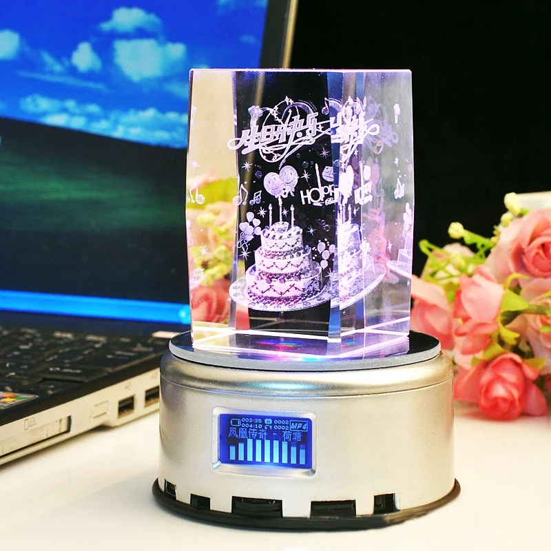 Crystown FREE SAMPLE K9 Glass Cube LED Base Wedding Gift Engraving Block 3D Laser Crystal PaperWeight K9 Cubes Crystal Blank