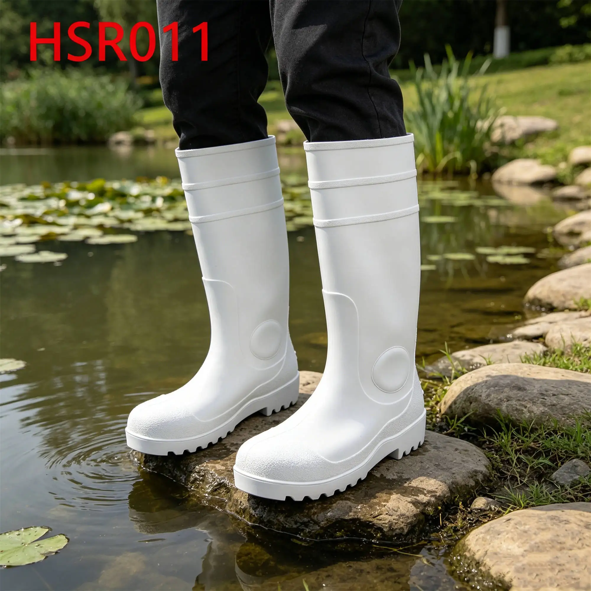 ZYF,rainy Zone Travel Multi Colors Available PVC Safety Gumboots Steel Toe&midsole Insert White Work Rubber Boots HSR011