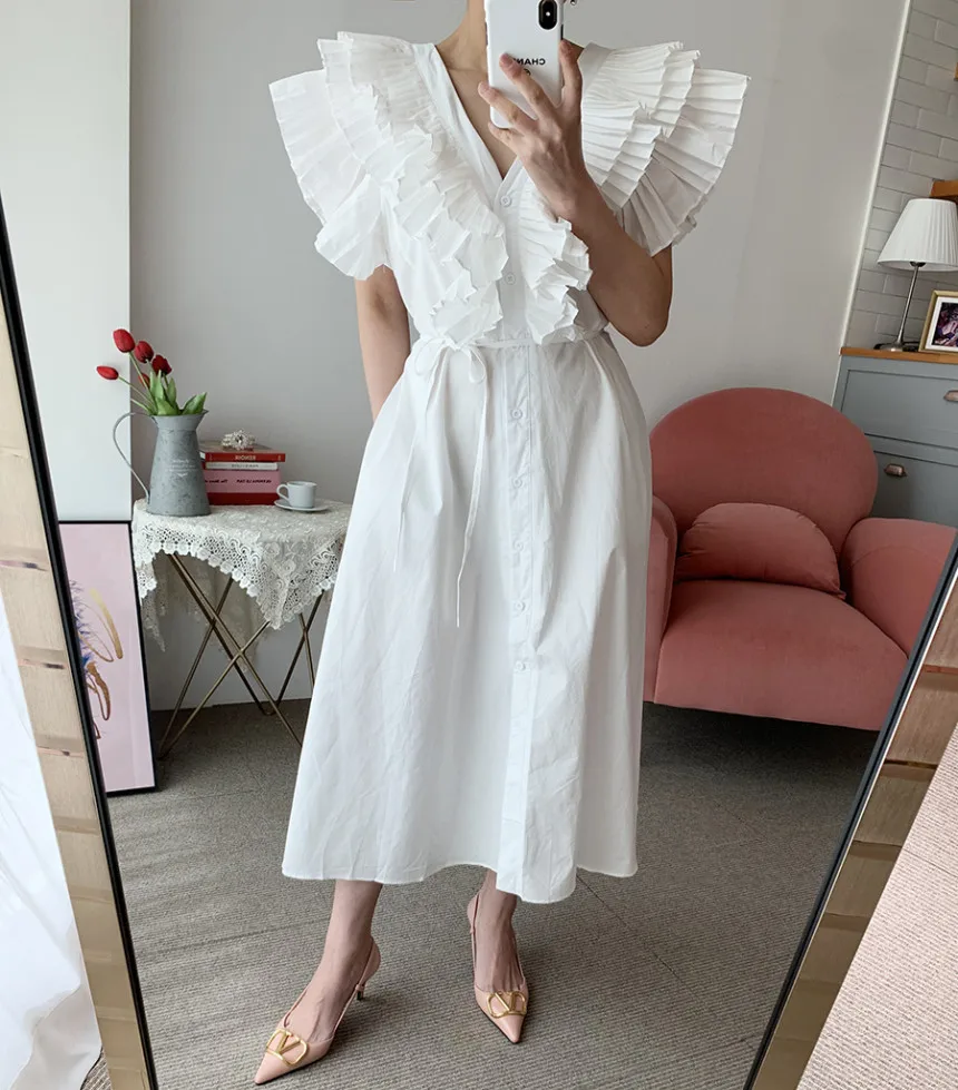 korean ruffle dress
