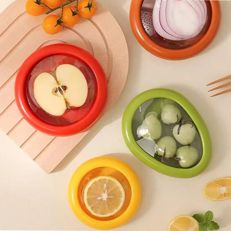 4packs Reusable Fruit and Vegetable Storage Containers Plastic Food Savers Fresh Stretch Pod Lemon Keeper Tomato Holder