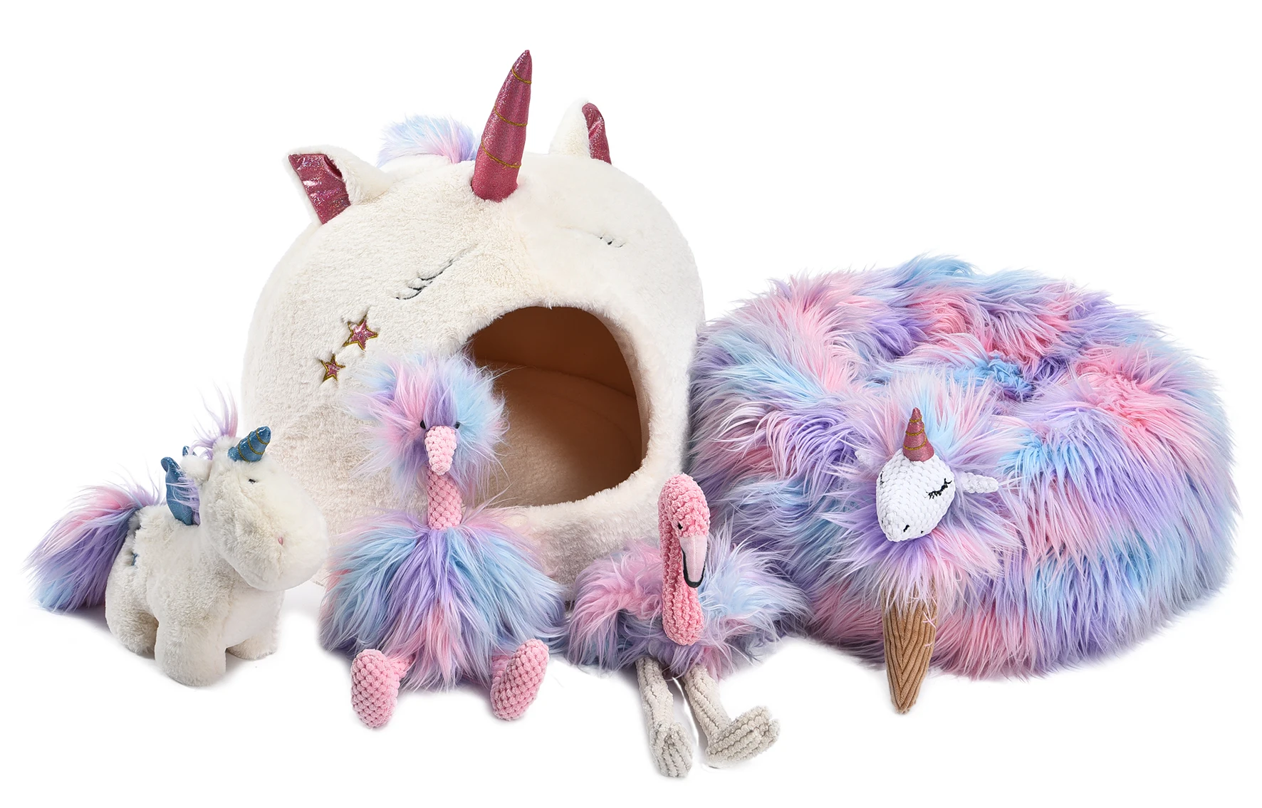 Summer Monsoon Pet Unicorn Shape Conmfort Beds Soft Dog Puppy House Cat Cave Bed