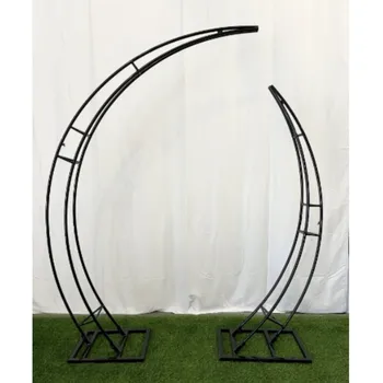 Black Metal Crescent Moon Wedding Arch Curved Design Flower Balloon Frame