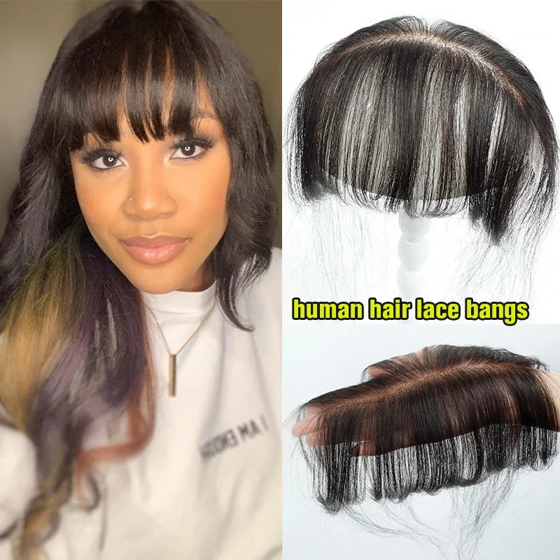 Schweizer HD Lace Bangs Echthaar Fransen Extensions Brasilianisches Echthaar Blunt Cut für Frauen_voghion.com
