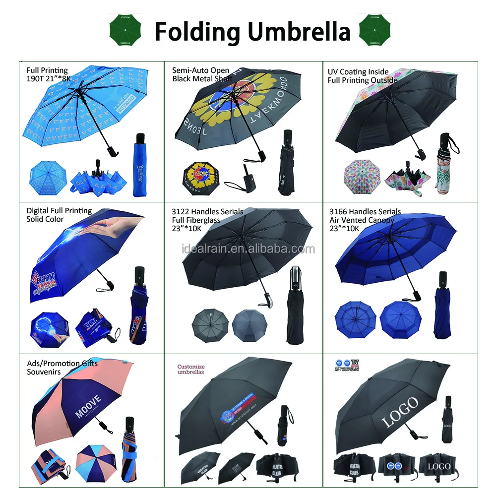190T Pongee Folding Umbrella Automatic Strong Windproof with 10 Ribs Gift Umbrella Sun Rain Umbrellas for Uv protection